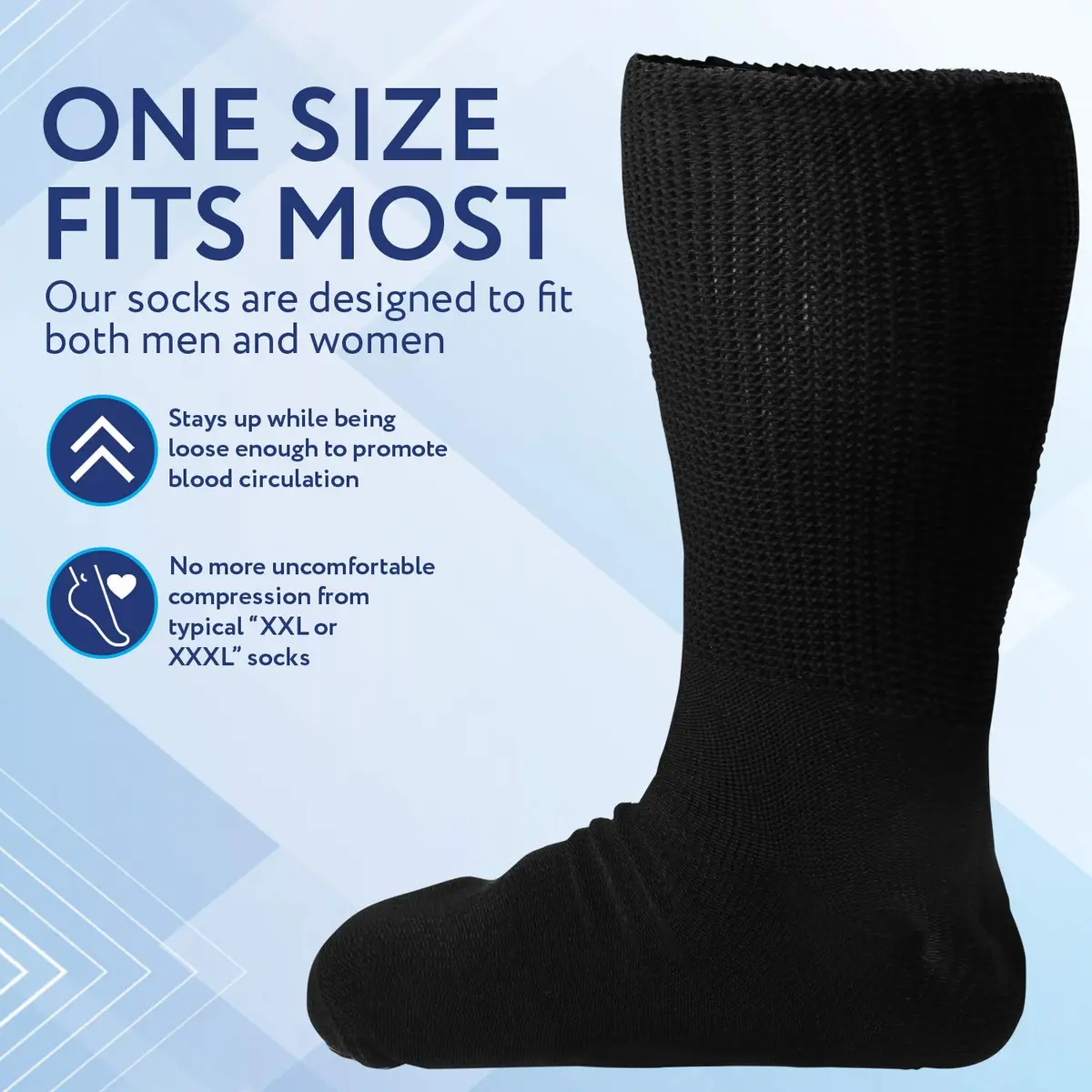 IMPRESA Extra Wide Cast Socks for Men & Women - 2 Pairs Black Ankle Socks - Stretches to 30" for Swollen Feet - view 4