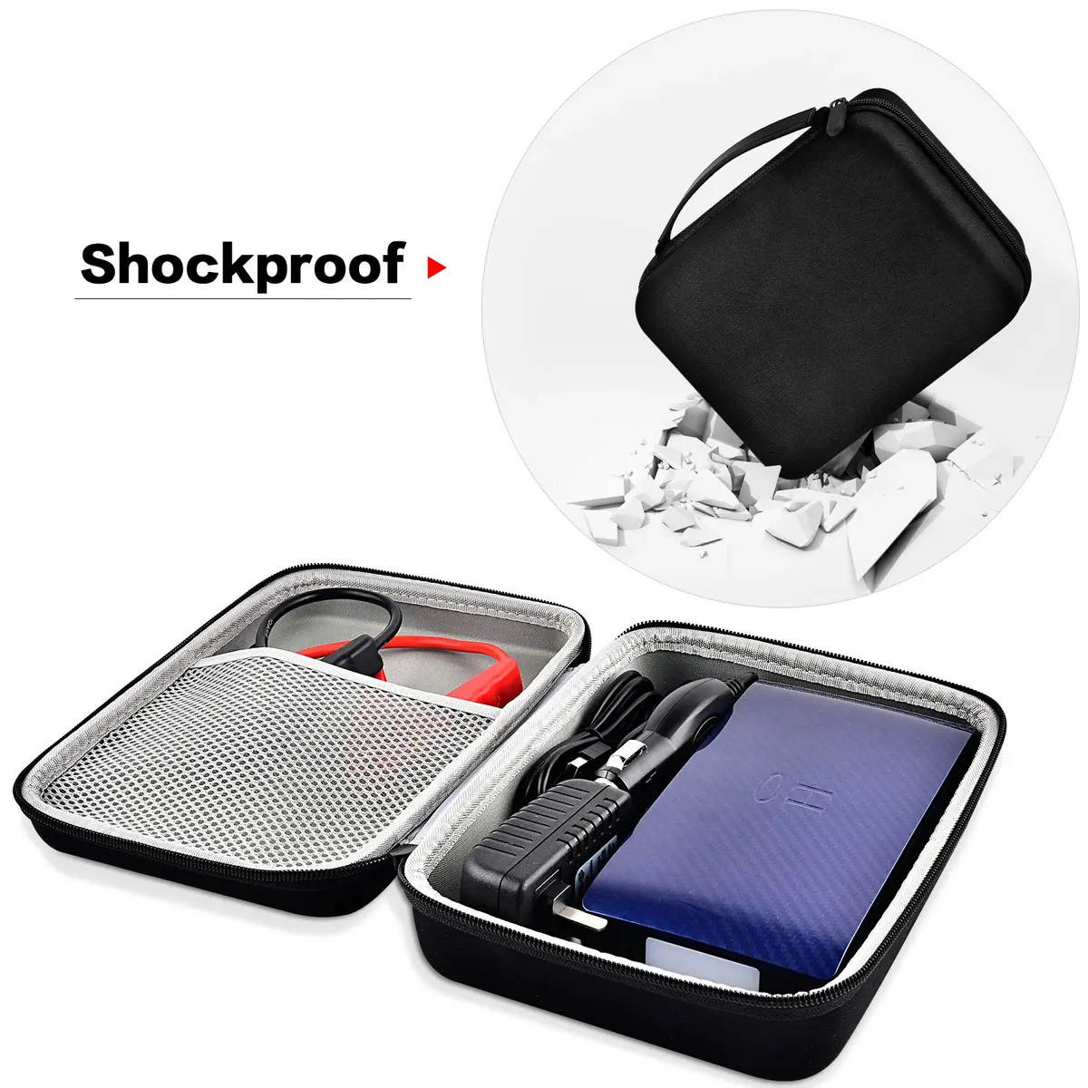 GWCASE Hard EVA Case for Halo Bolt 58830/44400/57720 Jump Starters | Portable Organizer with Mesh Pocket - view 5