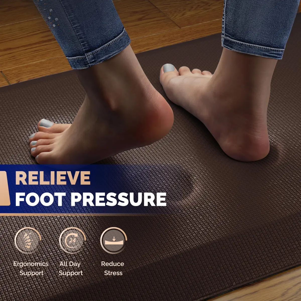 FEATOL Anti Fatigue Mat for Standing Desk & Kitchen Floor, 9/10 Extra Thick | Ergonomic Support for Long Standing - view 3