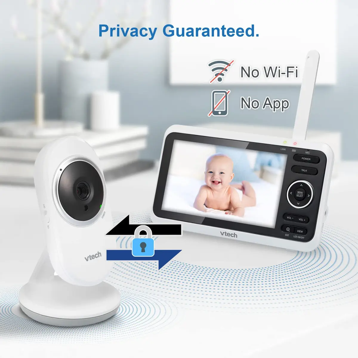 VTech VM350-2 Baby Monitor with 2 Cameras & 5" Screen | No WiFi, 1000ft Range, Night Vision, Temp Sensor - view 7