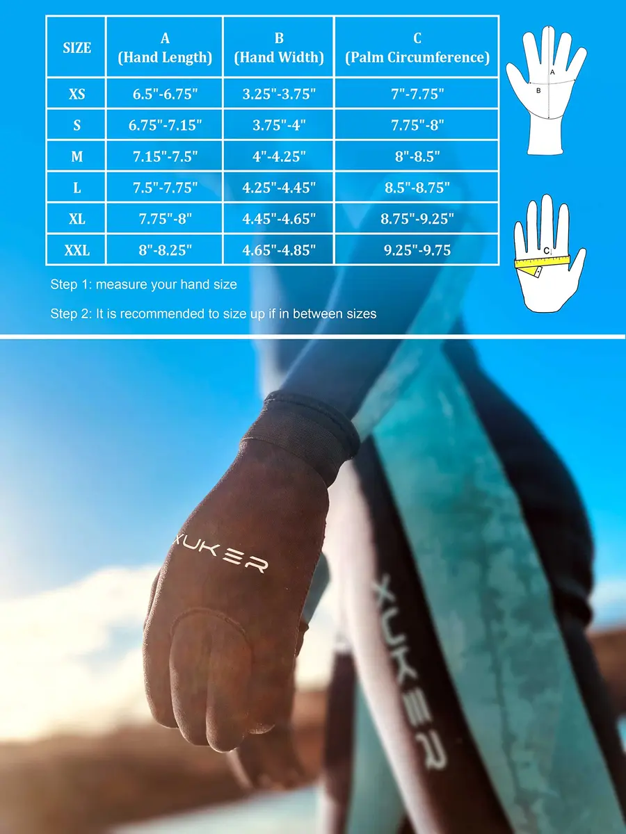 XUKER Water Gloves 3mm Neoprene Five Finger | Thermal Water Sports Gloves for Men Women - view 2