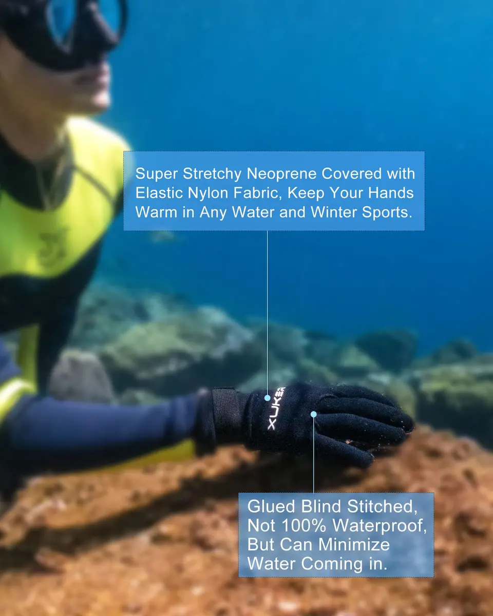 XUKER Water Gloves 3mm Neoprene Five Finger | Thermal Water Sports Gloves for Men Women - view 3