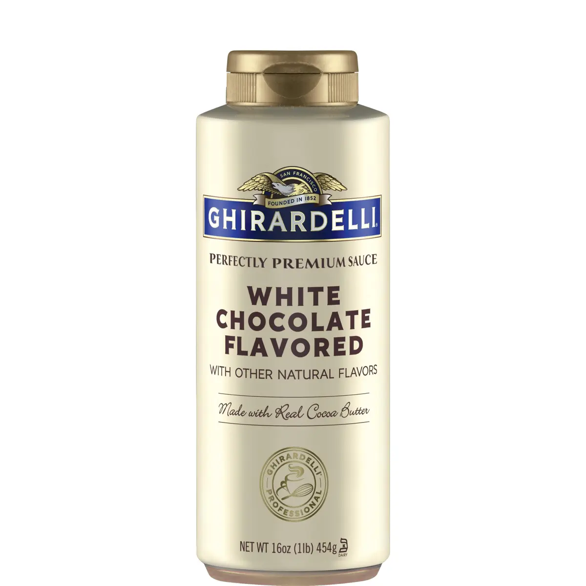 Ghirardelli White Chocolate Flavored Sauce Squeeze Bottle 473ml (16 oz) | USA Import for White Mochas & Lattes - main product image