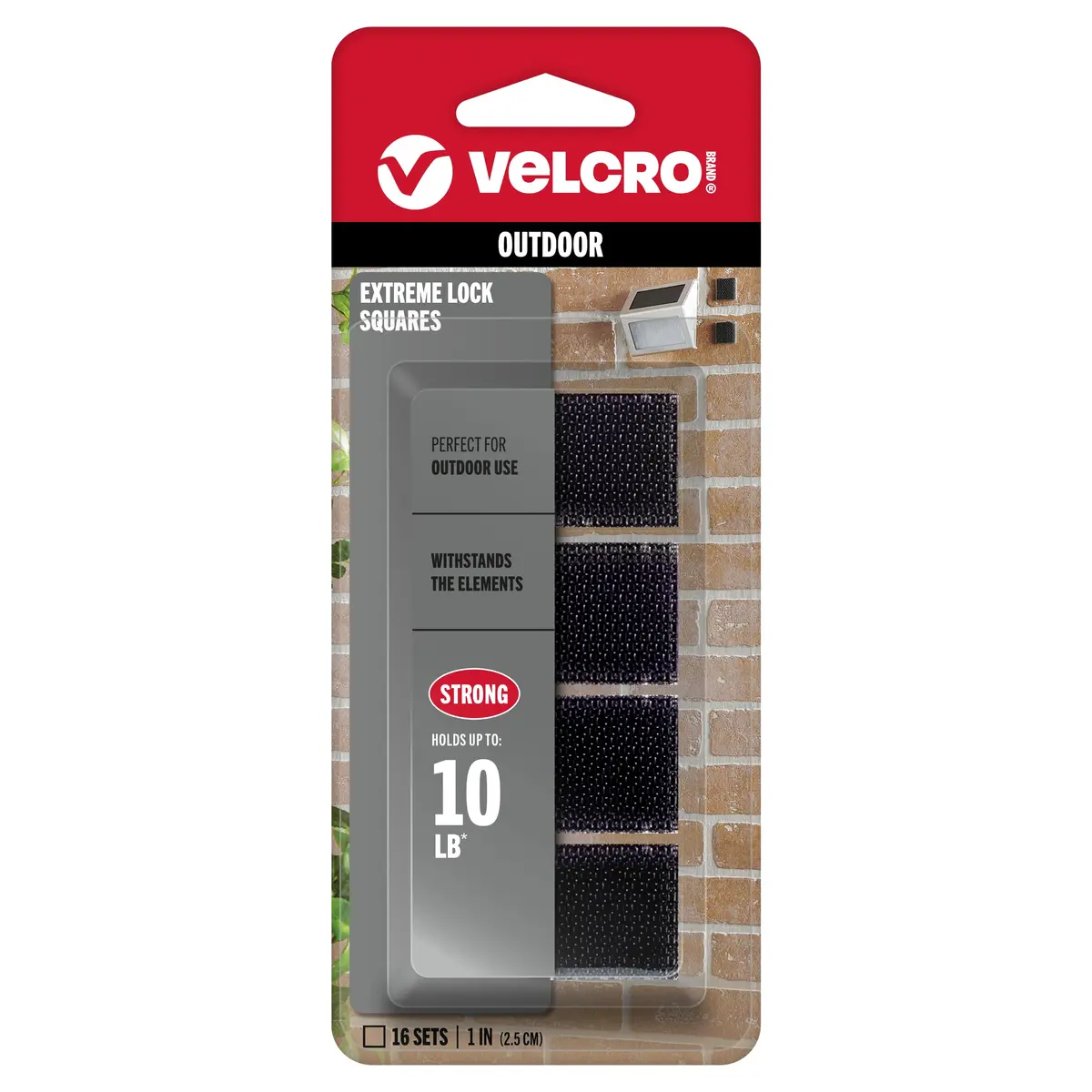 VELCRO Brand Extreme Lock Mounting Squares, Black, 1in | Heavy Duty, Water & UV Resistant - main product image