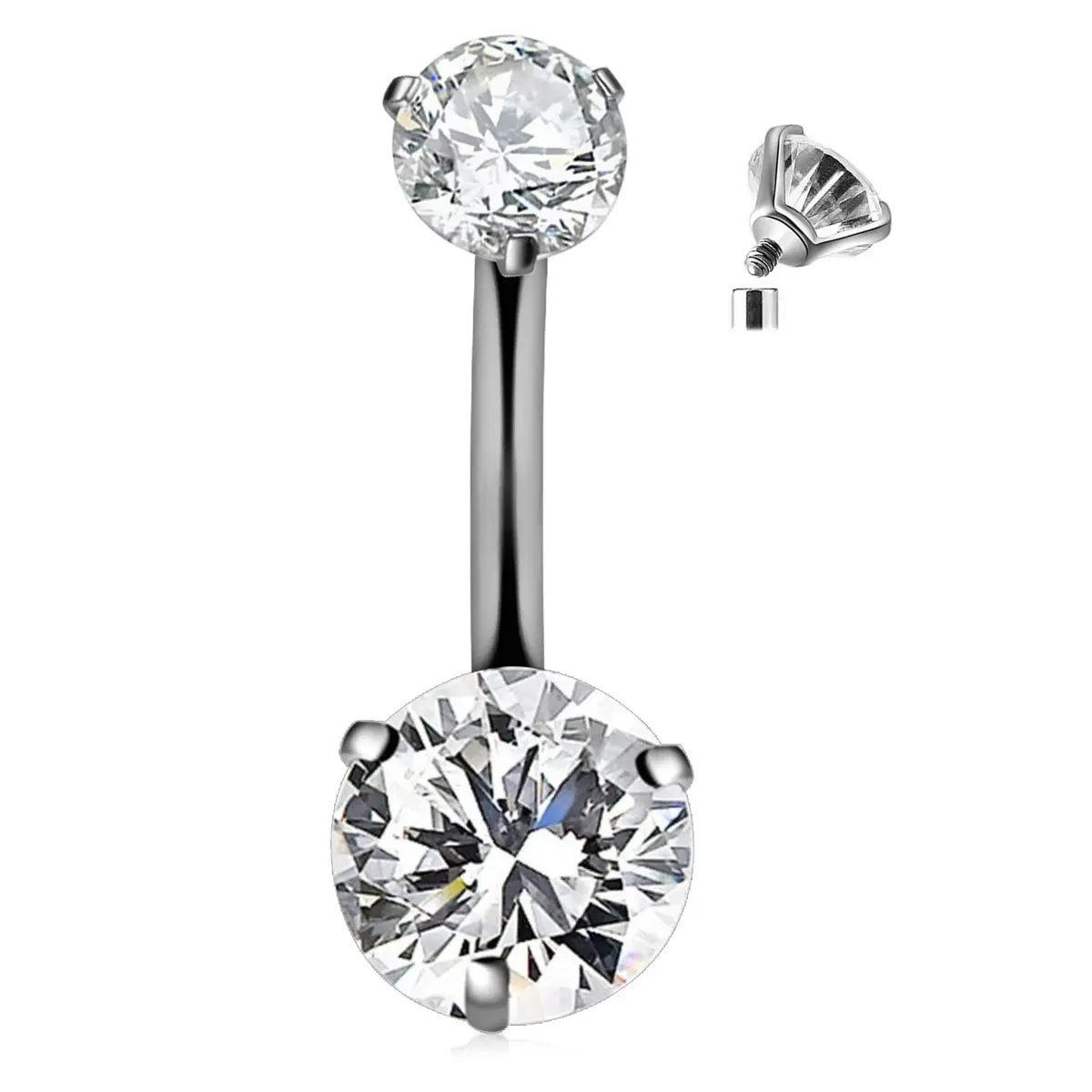 CIZME G23 Solid Titanium Belly Button Rings 14G | Hypoallergenic 10mm Bar for Sensitive Skin - view 2