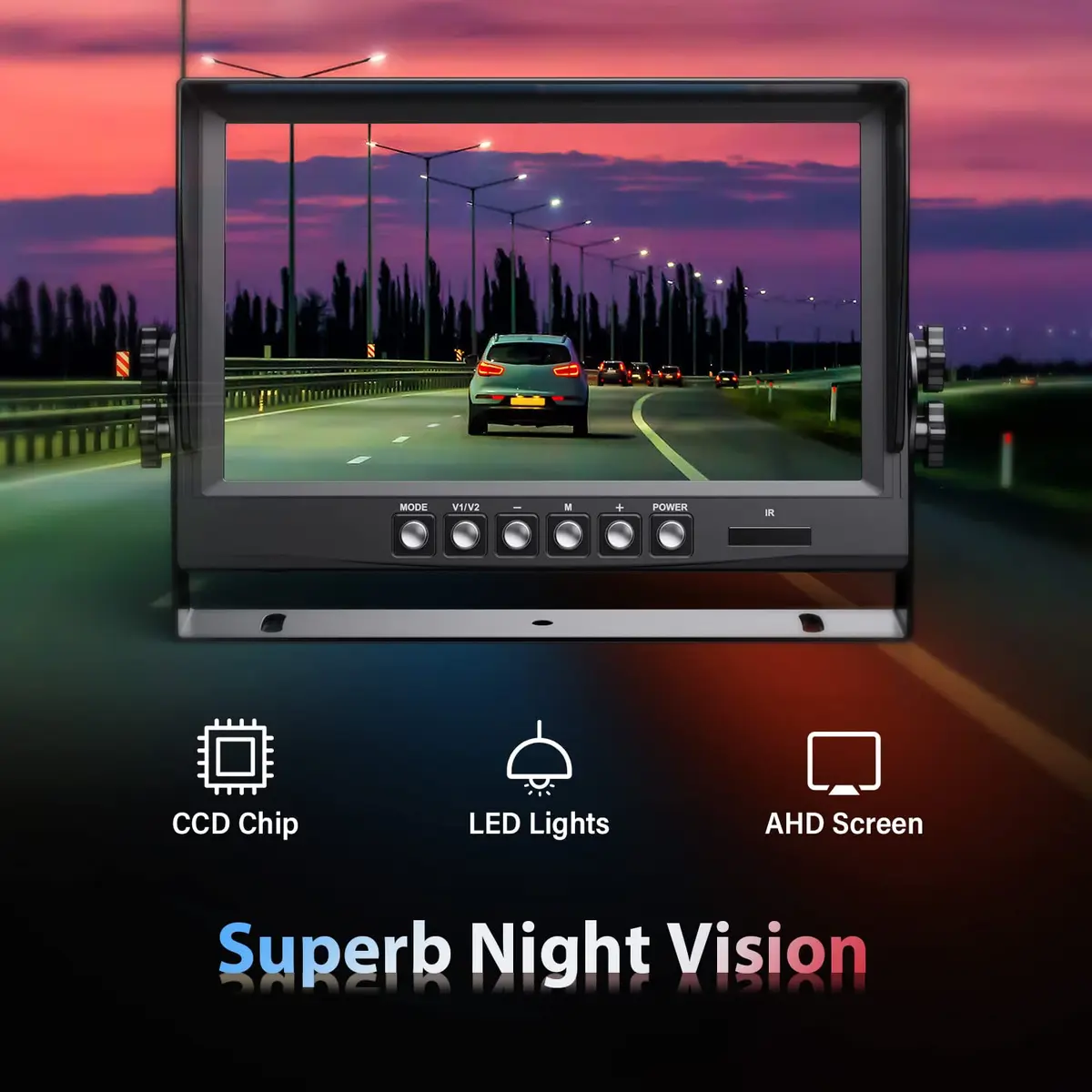 eRapta 1080P Wired Vehicle Safety Camera System Kit, 9" HD DVR Monitor | IP69K Waterproof, 4 HD Cameras, Night Vision, 12-36V - view 4