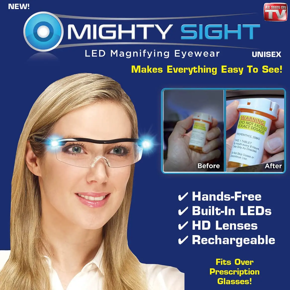 Mighty Sight LED Magnifying Eyewear 1 Count | Hands-Free 160% Magnification with Bright LEDs - view 4