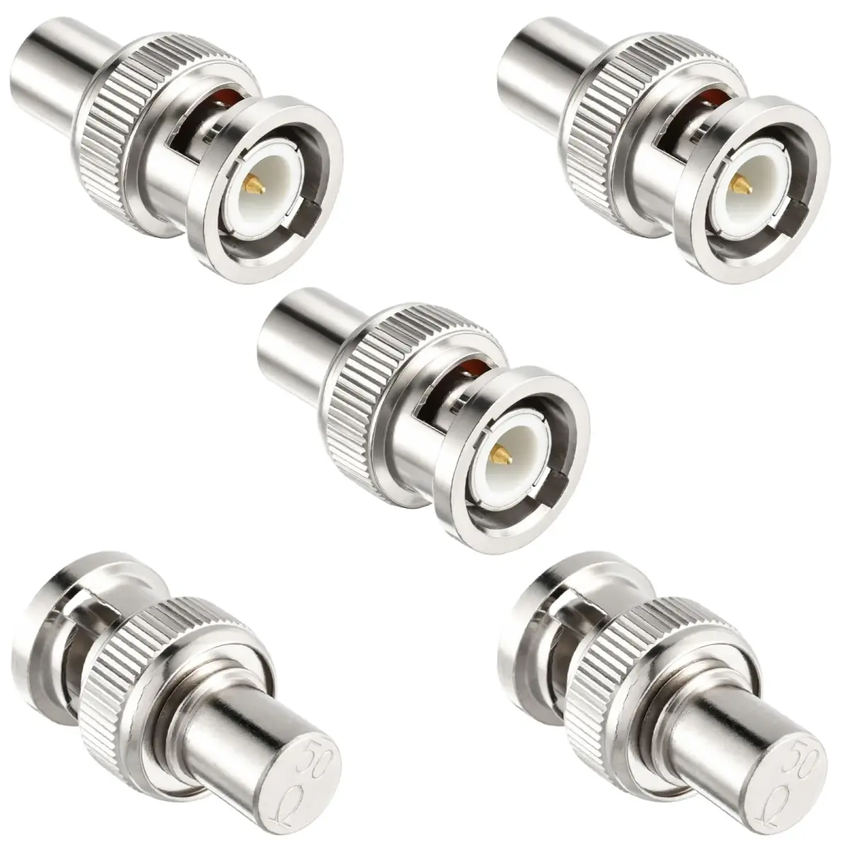 RFAdapter BNC 50 Ohm Terminator 5-Pack Male Plug Caps | Protects Ports & Stabilizes Signals - main product image