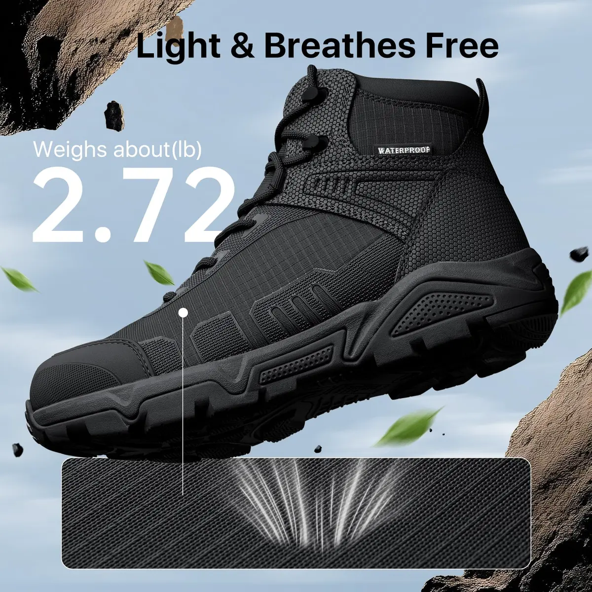 FREE SOLDIER Waterproof Tactical Work Boots Lightweight Comfort in US 8.5 | Durable & Anti-Puncture - view 5
