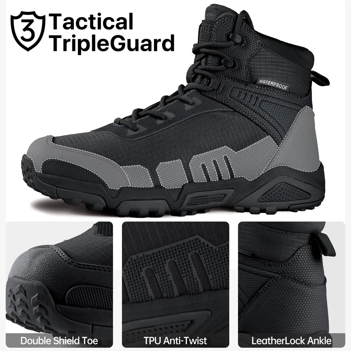 FREE SOLDIER Waterproof Tactical Work Boots Lightweight Comfort in US 8.5 | Durable & Anti-Puncture - view 6