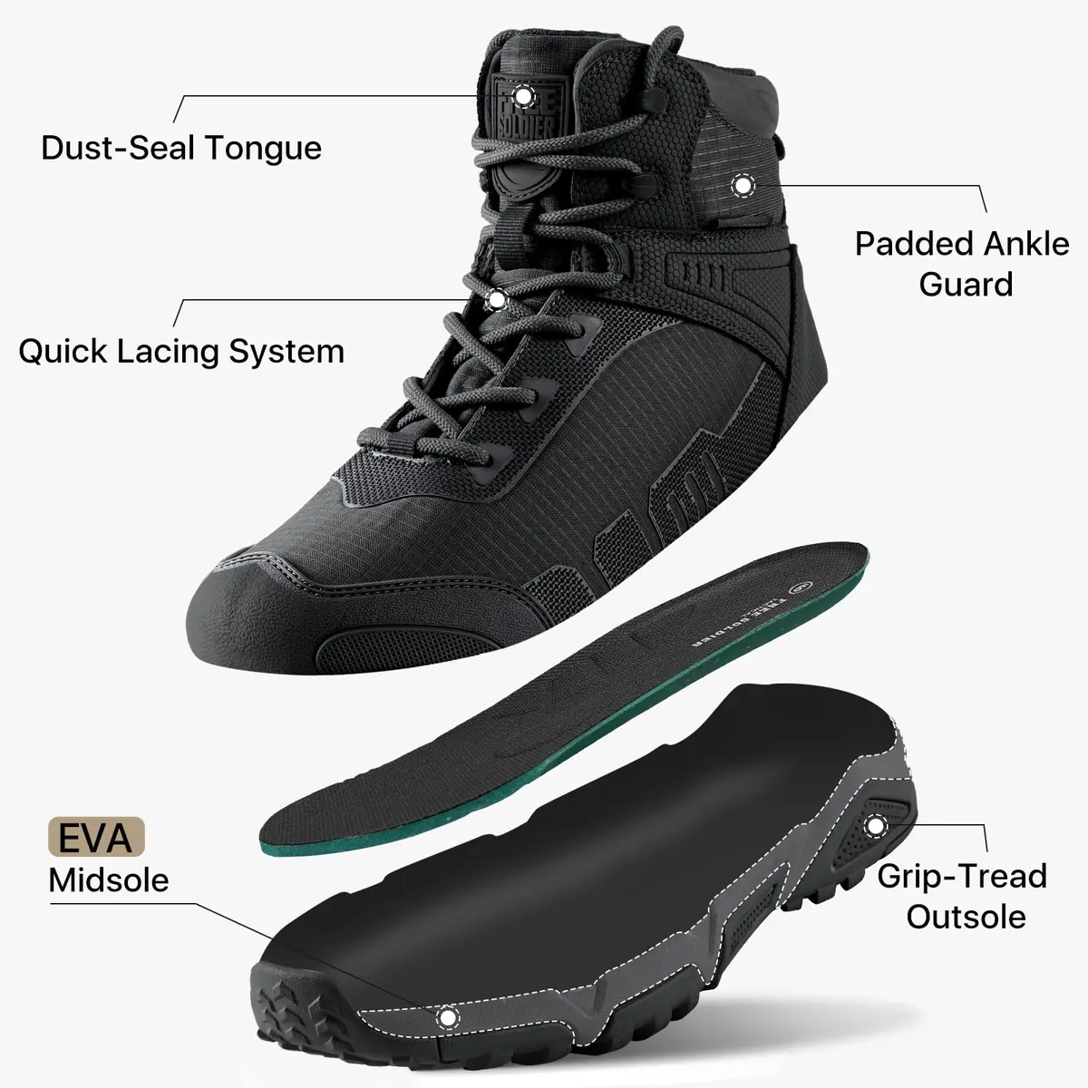 FREE SOLDIER Waterproof Tactical Work Boots Lightweight Comfort in US 8.5 | Durable & Anti-Puncture - view 8