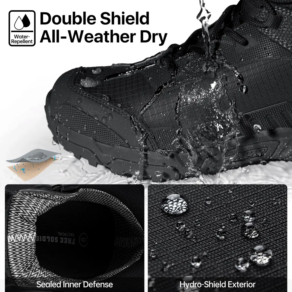 FREE SOLDIER Waterproof Tactical Work Boots Lightweight Comfort in US 8.5 | Durable & Anti-Puncture - view 4