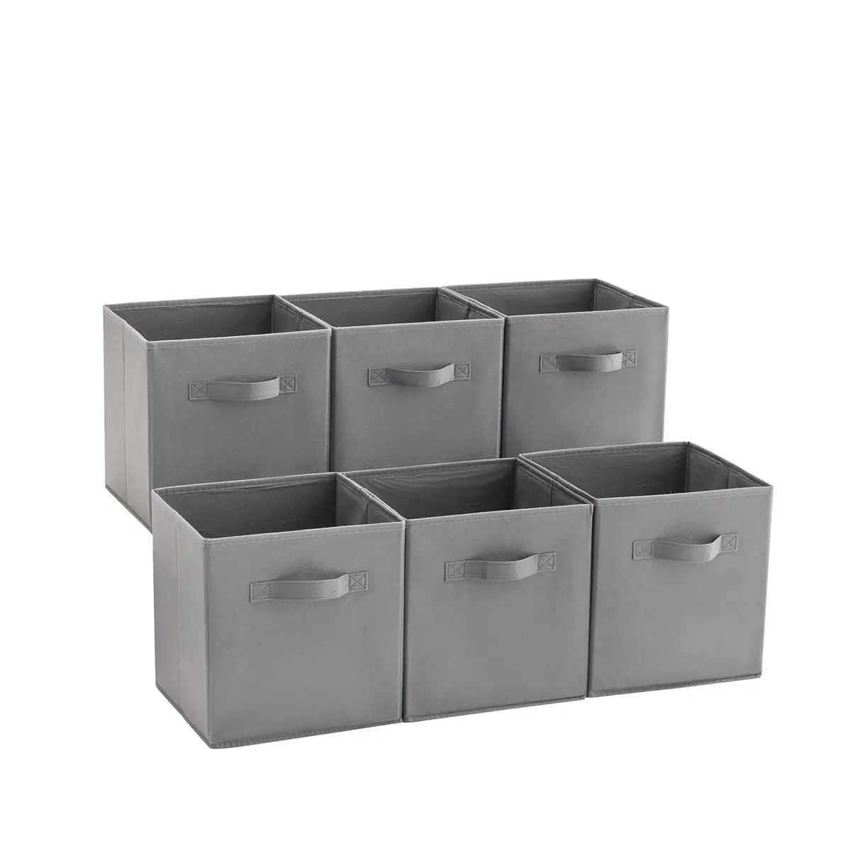 MAX Houser 6 Pack Foldable Fabric Storage Bins, Grey 10.5x10.5x11 Inch | Space-Saving Collapsible Organizer - main product image
