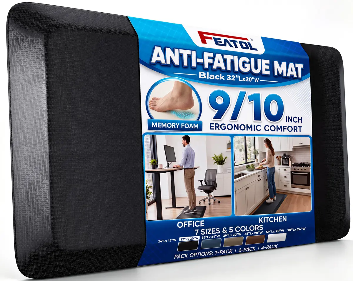 FEATOL Anti Fatigue Mat for Standing Desk & Kitchen Floor, 9/10 Extra Thick | Ergonomic Support for Long Standing - main product image