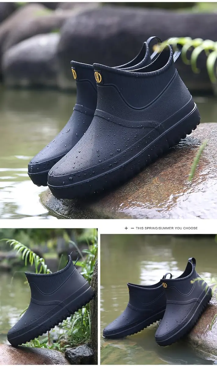 jessie Men's Blue Slip-On Waterproof Ankle Rain Boots Size 8.5 (US) | Non-Slip Rubber Work Footwear - view 8