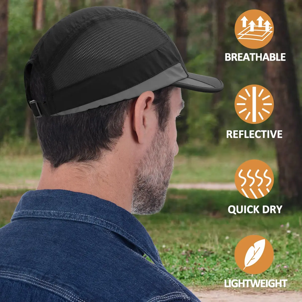 GADIEMKENSD Running Hat UPF 50+ | Breathable, Quick Dry, Reflective, Unisex Summer Sports Cap (55.9-59.7cm) - view 2