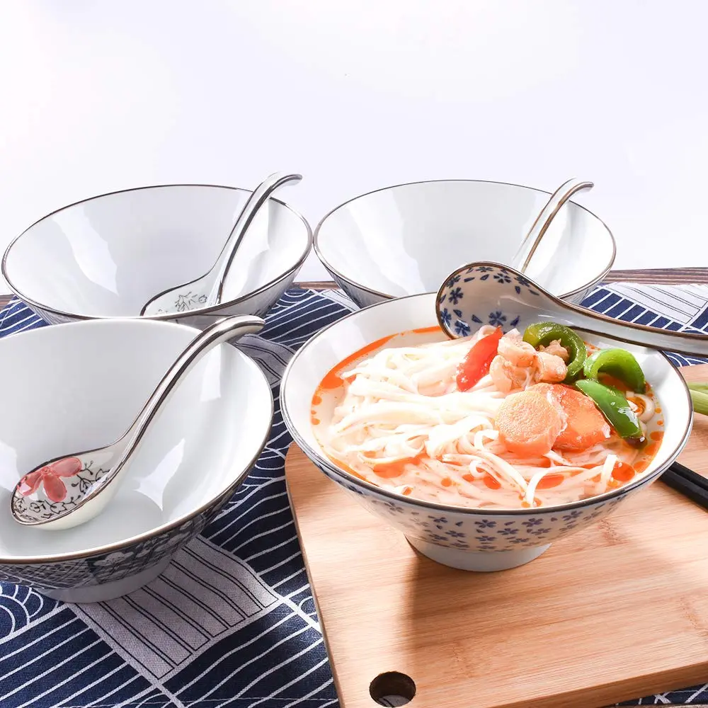 Cerficer Japanese Ceramic Ramen Bowl Set of 2 | 7.5 Inch Deep Soup Bowls, 34.6 OZ, Microwave & Dishwasher Safe - view 5
