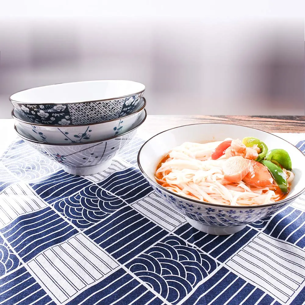 Cerficer Japanese Ceramic Ramen Bowl Set of 2 | 7.5 Inch Deep Soup Bowls, 34.6 OZ, Microwave & Dishwasher Safe - view 6