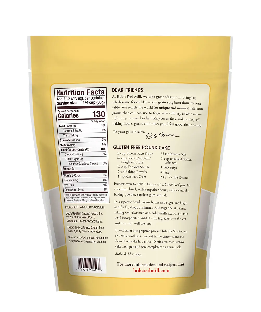 Bob's Red Mill Sorghum Flour 22oz Whole Grain Gluten Free Vegan Kosher | Ideal for Baking & Indian Flatbread - view 2