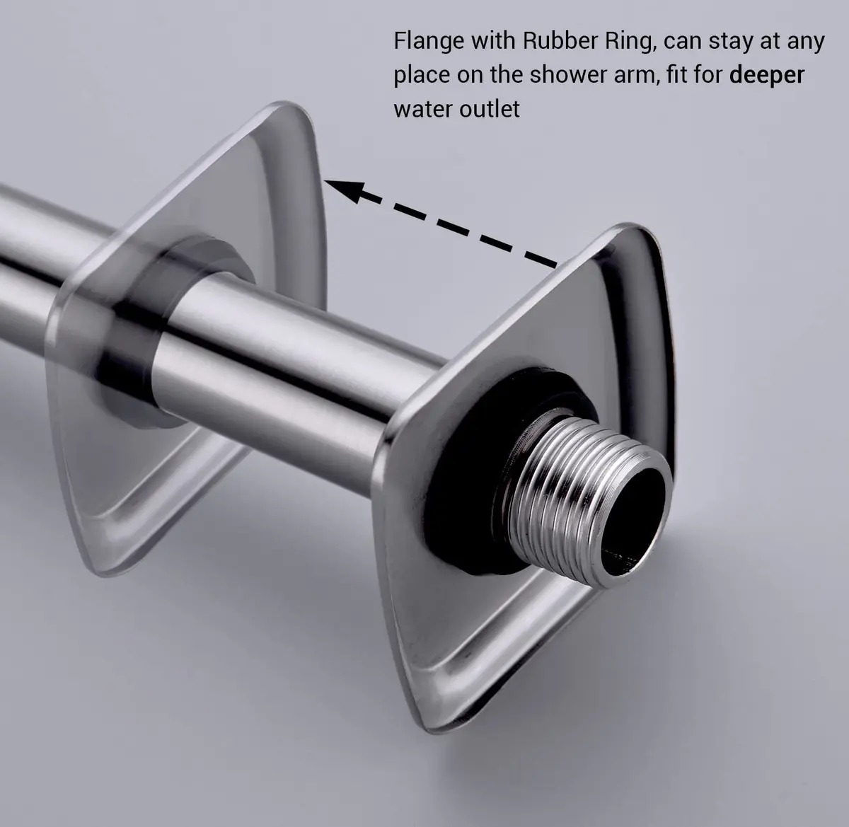 TRUSTMI Shower Arm with Flange, 13 Inch Stainless Steel, Brushed Nickel | High Rise Rainfall Extension - view 5