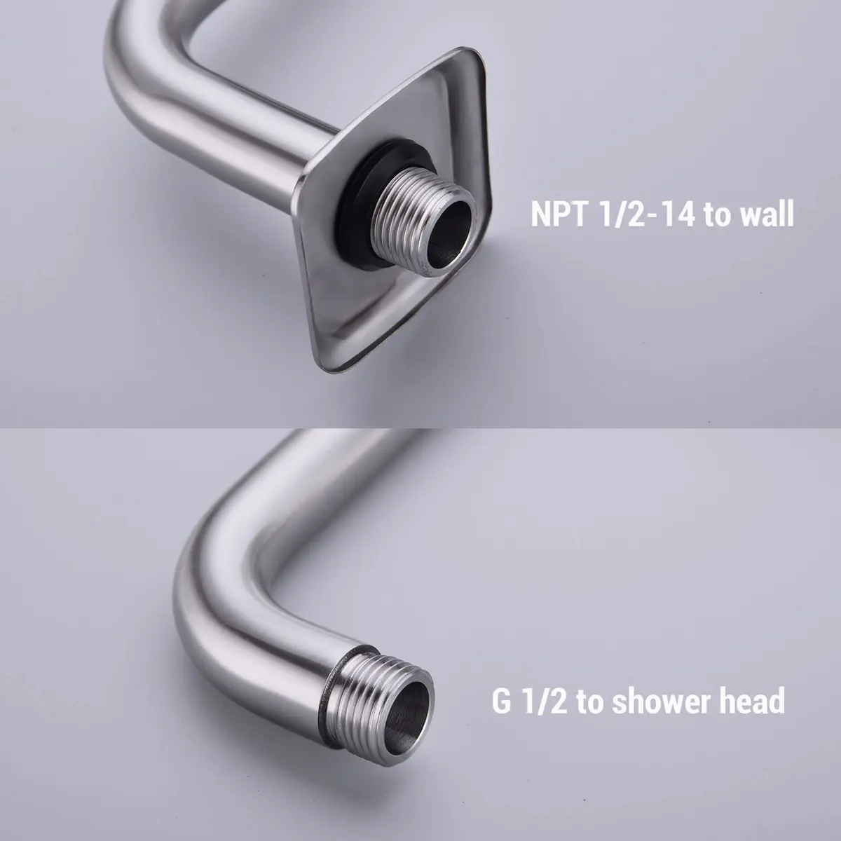 TRUSTMI Shower Arm with Flange, 13 Inch Stainless Steel, Brushed Nickel | High Rise Rainfall Extension - view 6