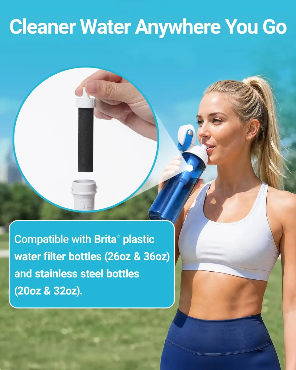 AQUA CREST 8 Count Bottle Water Filter Replacement for Brita® BB06, 40 Gallons | Reduces Chlorine, Taste & Odor - view 2