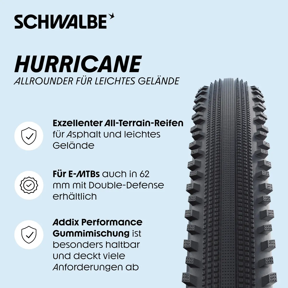 Schwalbe Hurricane Bicycle Tire – All-Round 27.5x2.40 | All Terrain MTB & Trekking Tire - view 2