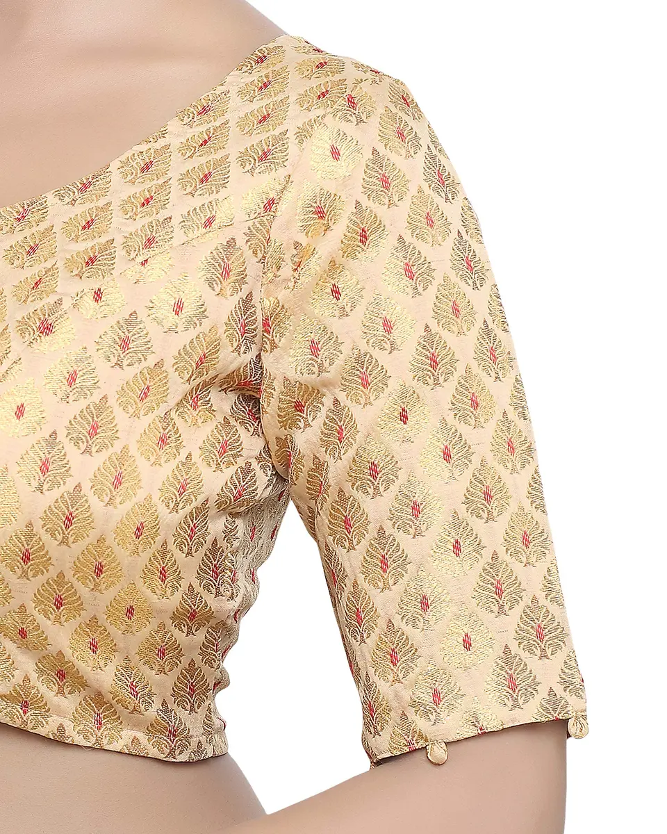 Madhu Fashion Women's Brocade & Georgette Blouse (42, Gold) | Elegant Ceremony Wear - view 4