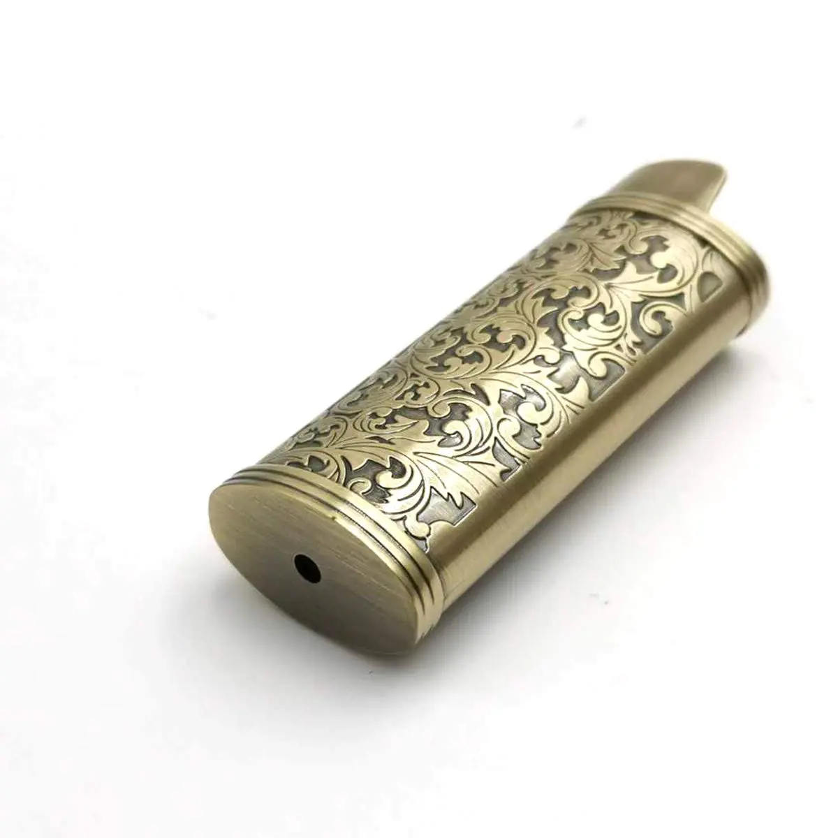 Lucklybestseller Metal Lighter Case Holder Vintage Floral Stamped for BIC Full Size Lighter J6 | Classic Metal Lighter Cover with Carved Patterns - view 6