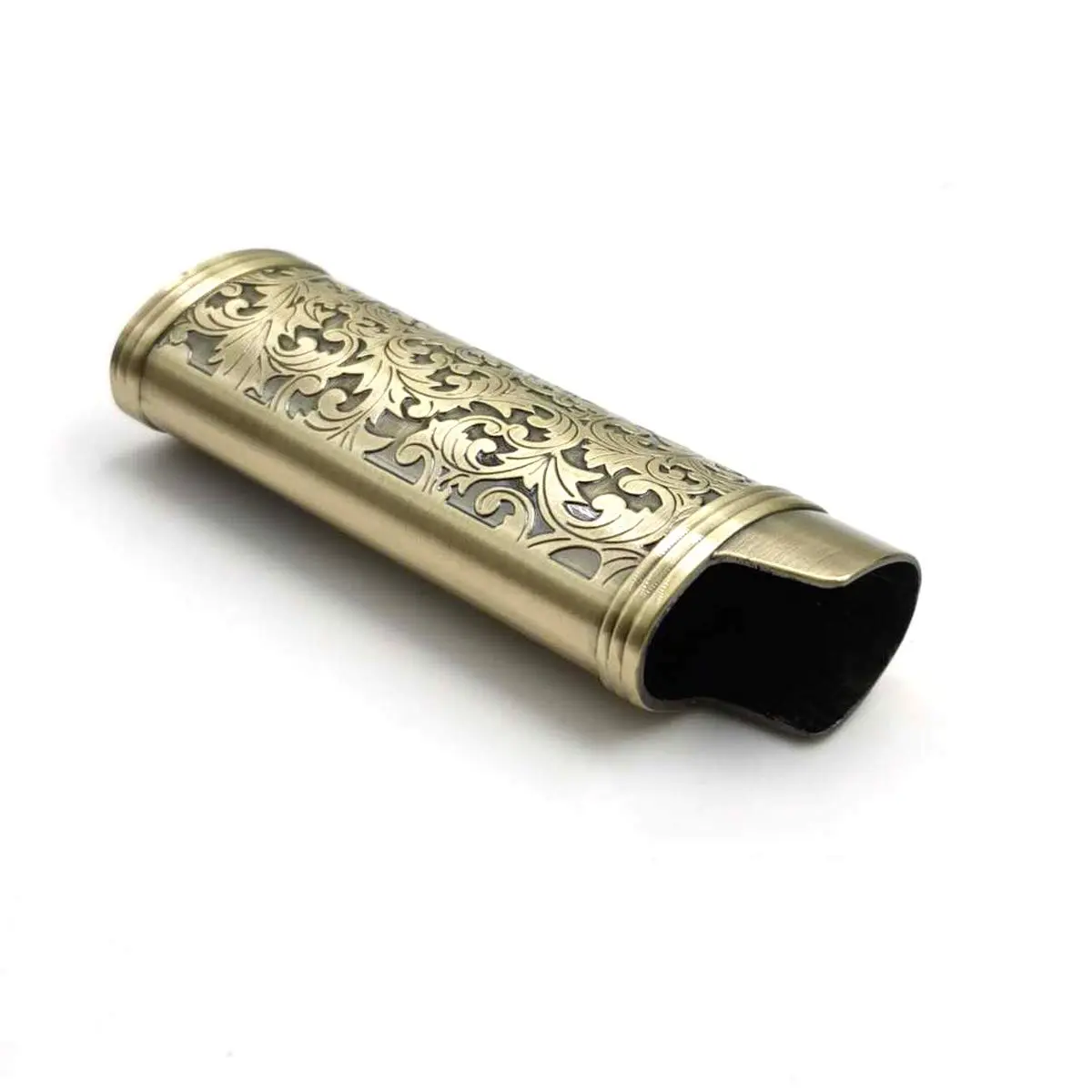 Lucklybestseller Metal Lighter Case Holder Vintage Floral Stamped for BIC Full Size Lighter J6 | Classic Metal Lighter Cover with Carved Patterns - view 7