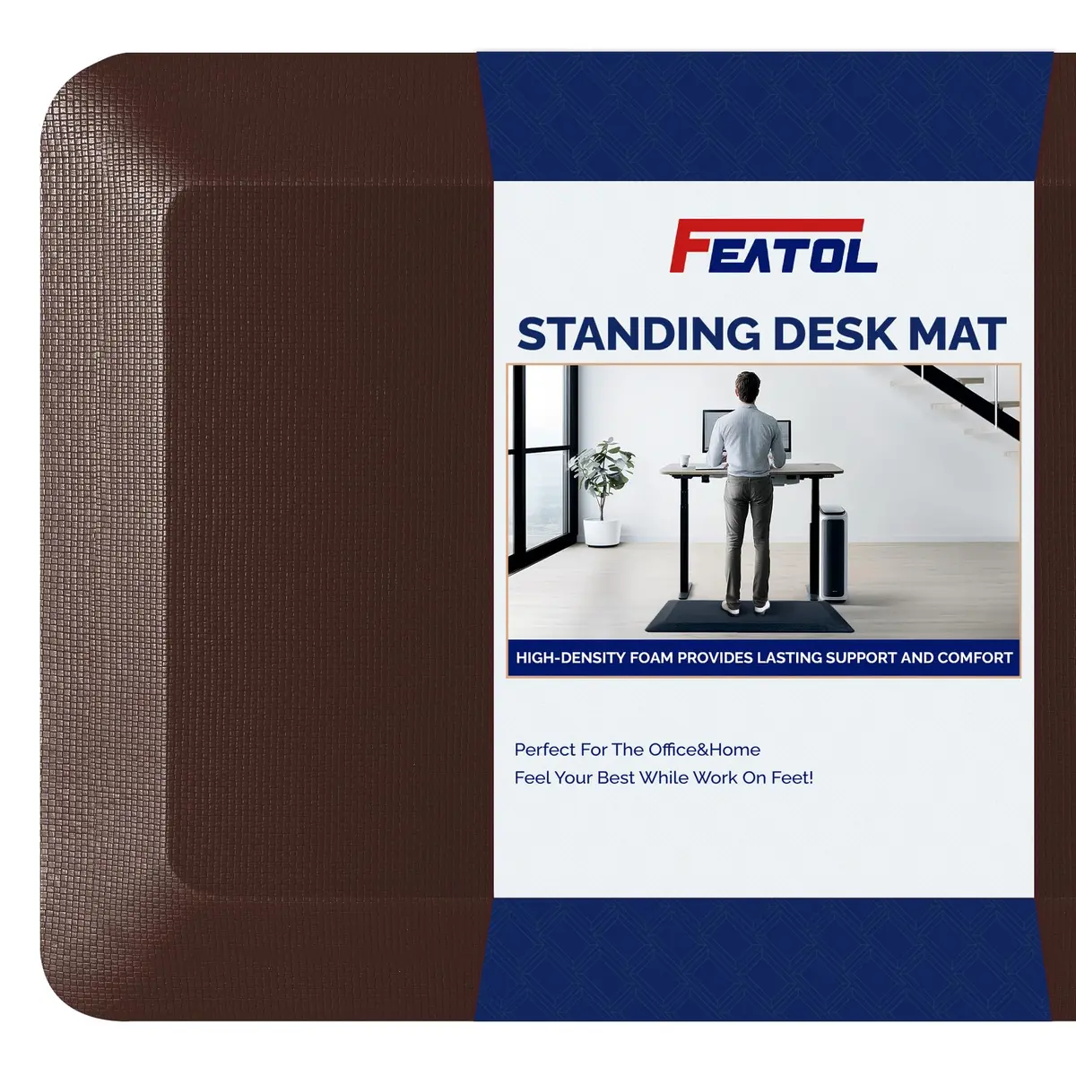 FEATOL Anti Fatigue Mat for Standing Desk & Kitchen Floor | 9/10" Extra Thick Support - main product image