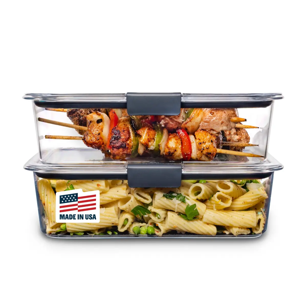 Rubbermaid Brilliance BPA-Free Food Storage Containers with Lids, Airtight Clear Set of 2 (9.6 Cup / 2.27 L) | Leak-Proof & Stackable for Meal Prep - main product image