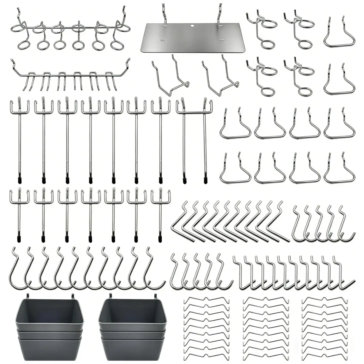 FRIMOONY 140-Piece Pegboard Hooks Assortment with Bins & Locks | Organize Tools on 1/8" & 1/4" Pegboards - main product image