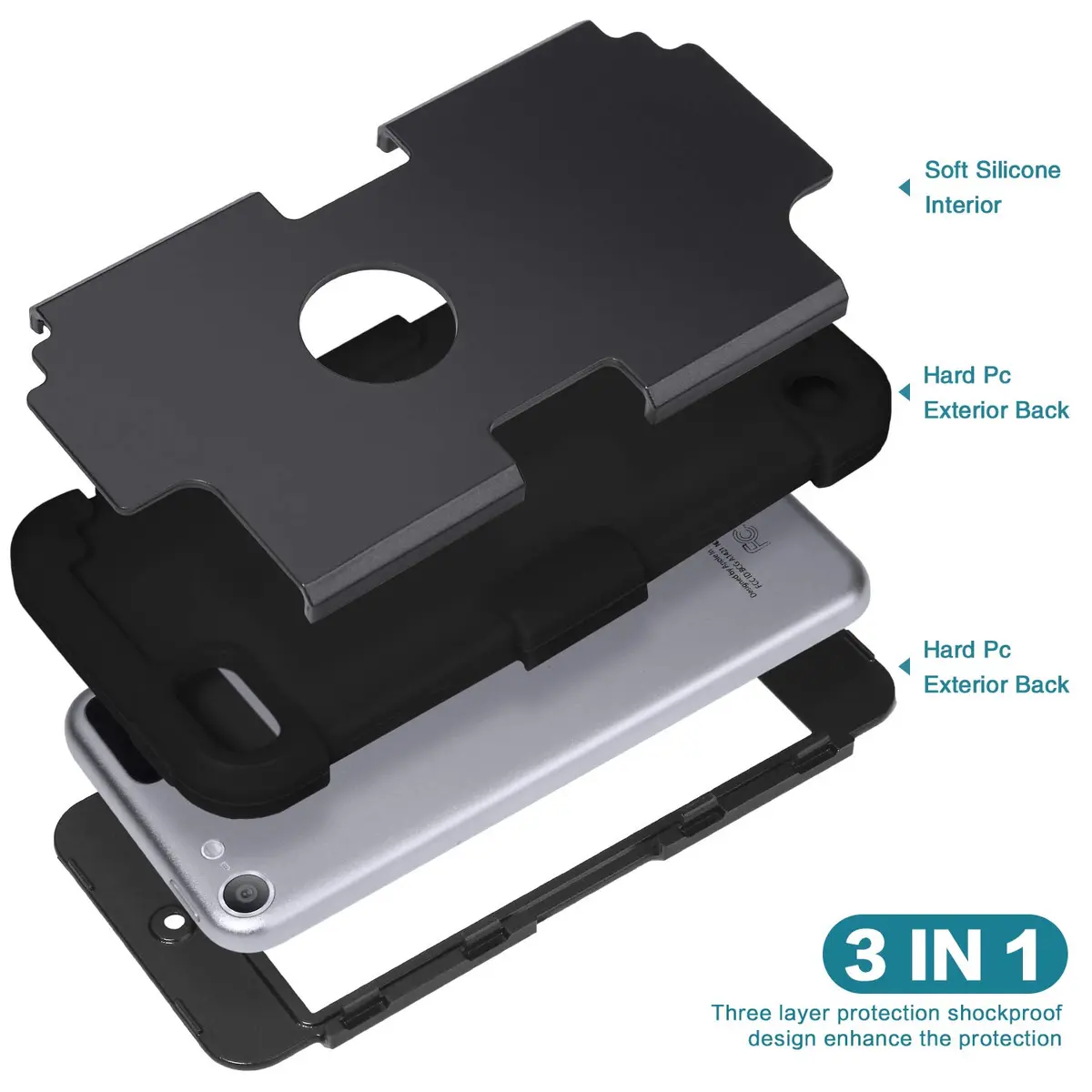 IDweel Black Hybrid Case with 2 Screen Protectors for iPod Touch 7th/6th/5th Gen | Heavy Duty Protection - view 7
