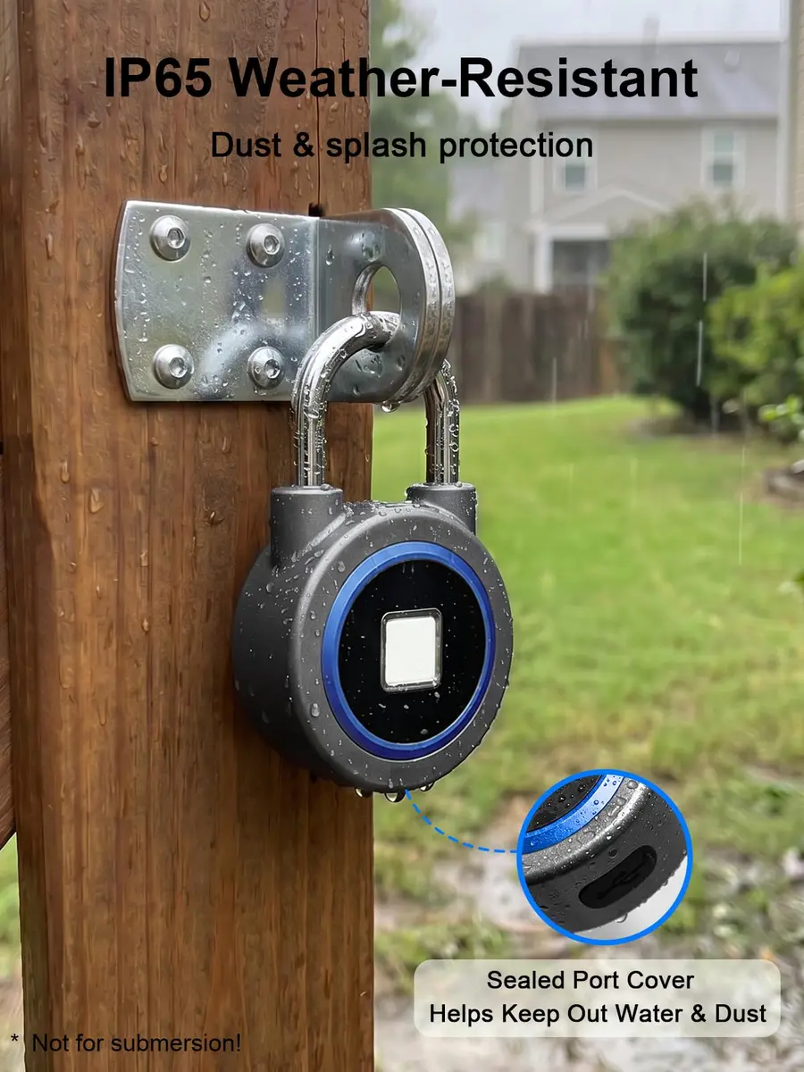 MEGAFEIS Biometric Fingerprint Padlock Blue 1.97in (5cm) Shackle | Bluetooth App Control - view 9