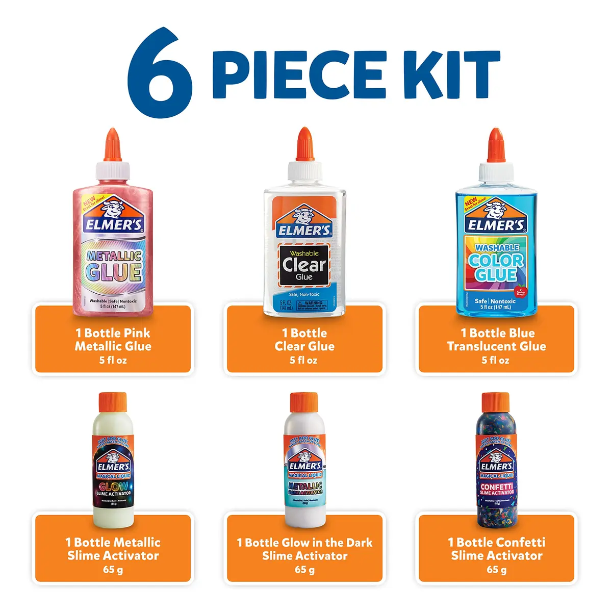 Elmer's Slime Kit 6 Count | Washable, Nontoxic, Metallic & Clear Slime - view 3