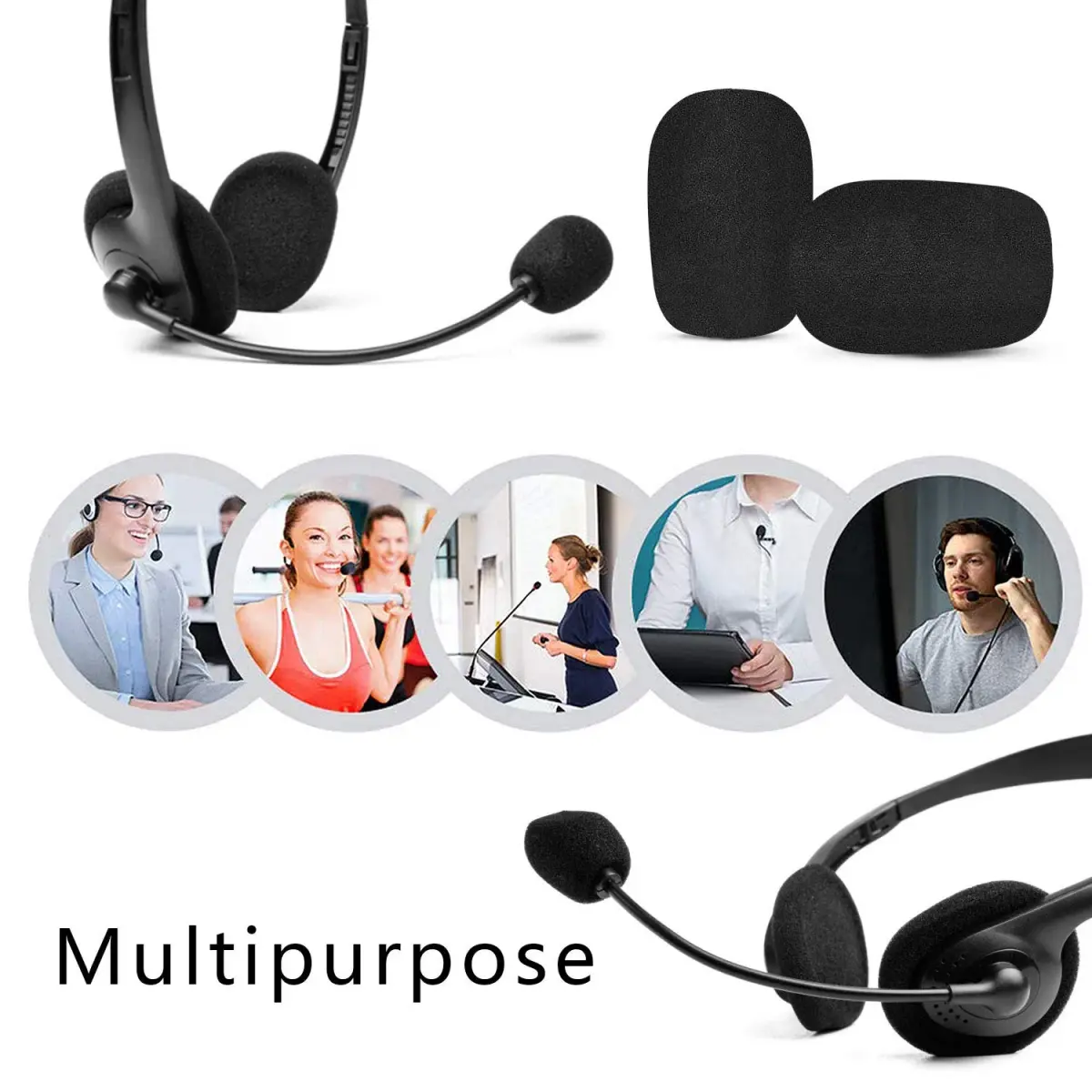 Phinus 10 Pack Lapel Microphone Windscreen Foam Covers 12mm Caliber | Noise Reduction for Headsets - view 5