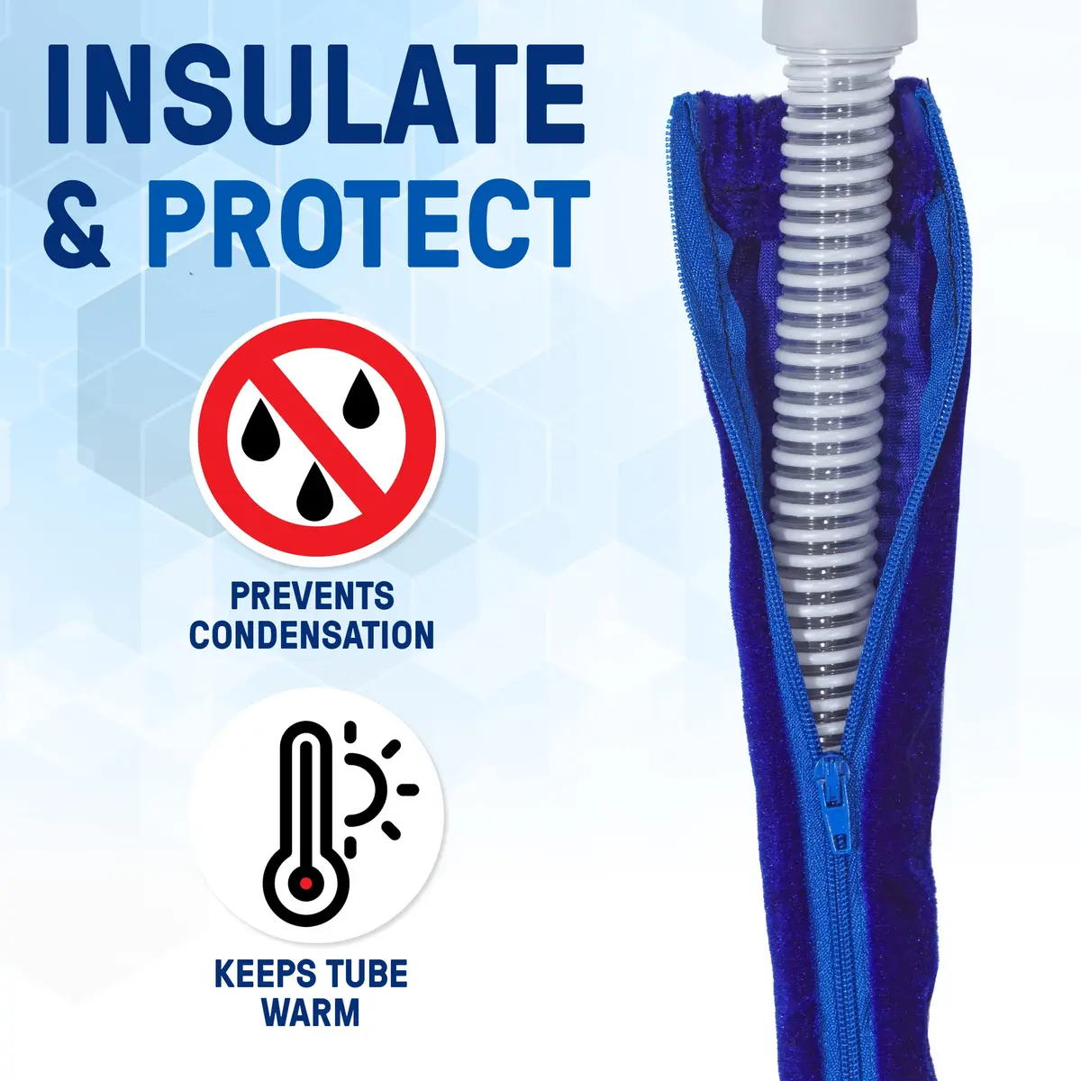 MARS WELLNESS CPAP Tube Hose Cover - Wrap Fleece Skin - Full Length Zipper (6 Foot) | Insulation & Noise Reduction - view 2