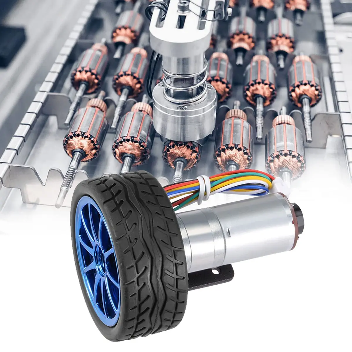 Garosa DC 12V Encoder Gear Motor 65mm | 500 RPM Metal Gear for Smart Car & Robots - view 8