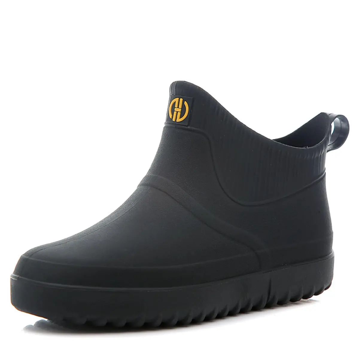 jessie Men's Waterproof Ankle Rain Boots Slip On Rubber Casual Shoes (US 8.5, Black) - main product image