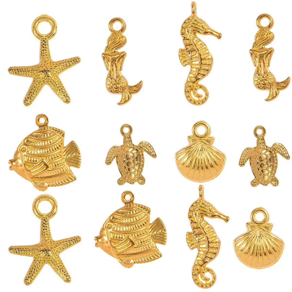 PH PandaHall 120pcs Golden Ocean Animals Charms | 1-2mm Hole Size - main product image