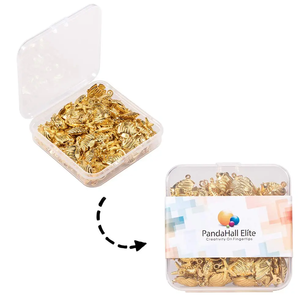 PH PandaHall 120pcs Golden Ocean Animals Charms | 1-2mm Hole Size - view 7