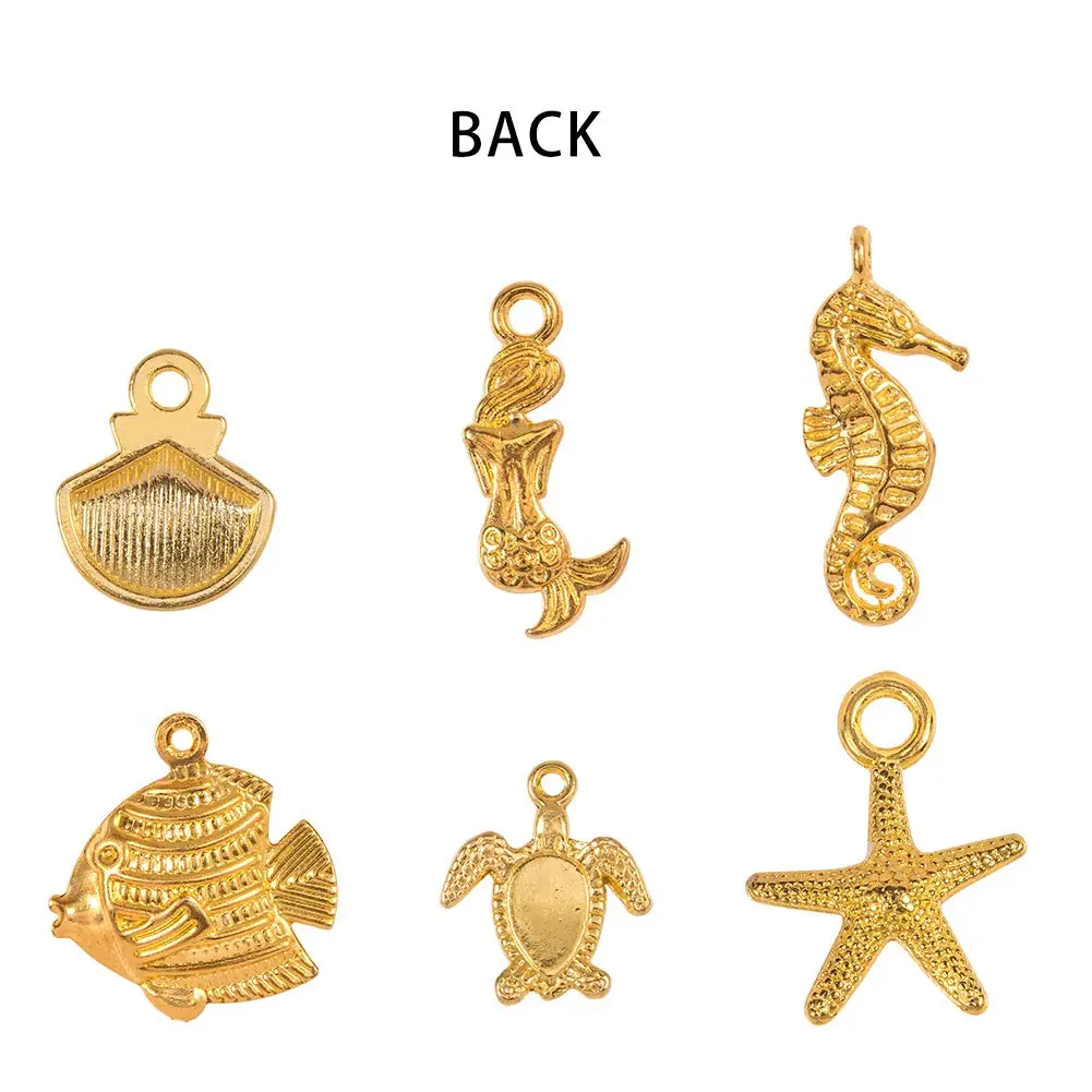 PH PandaHall 120pcs Golden Ocean Animals Charms | 1-2mm Hole Size - view 4