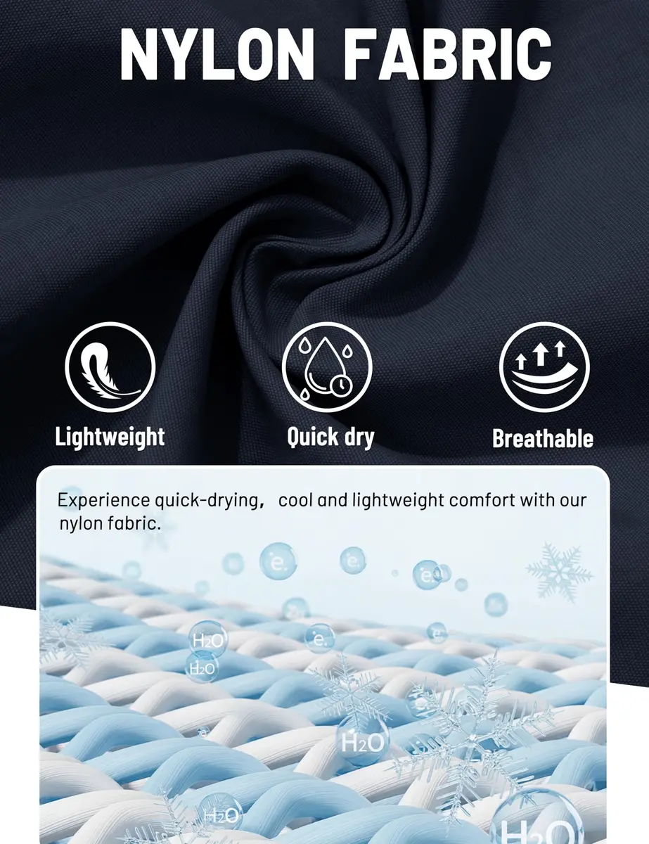 TACVASEN Men's Zip Off Hiking Shirts Long Sleeve Navy XL | Breathable Quick-Dry Nylon - view 5