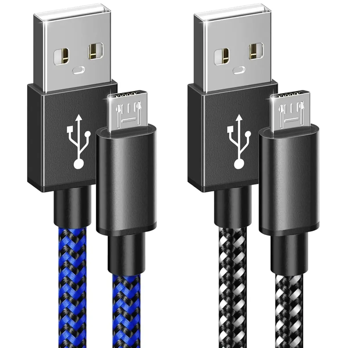 6amLifestyle 2 Pack 10ft (3m) Micro USB Charging Cables | Braided Nylon for PS4 Controllers - main product image