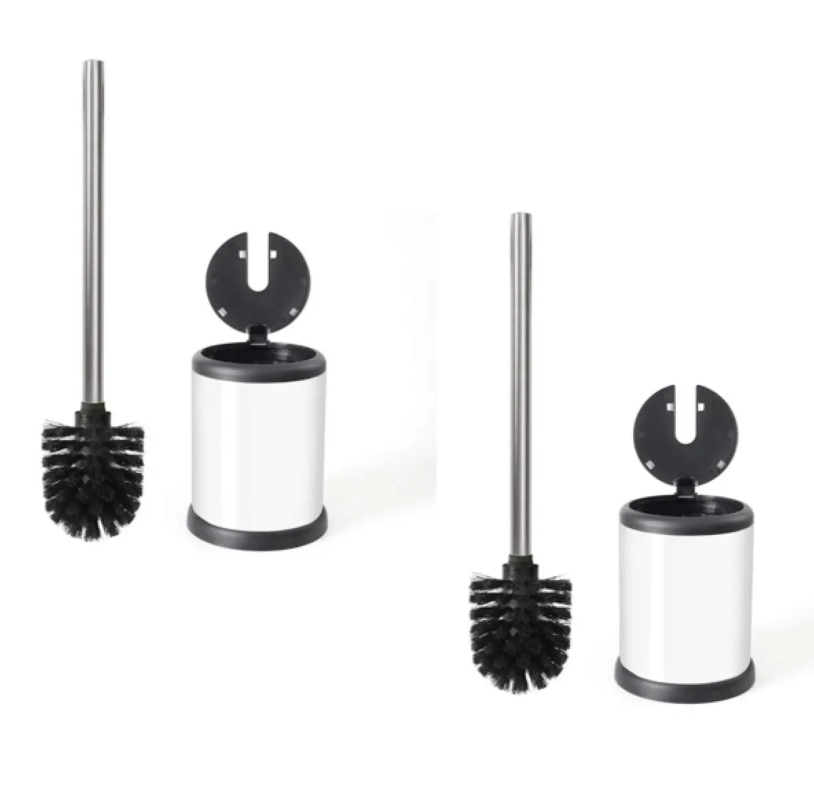 ToiletTree Products Toilet Brush with Lid (White 2 Pack) | Hands-Free Lid Operation, Compact & Stylish Bathroom Accessory - main product image