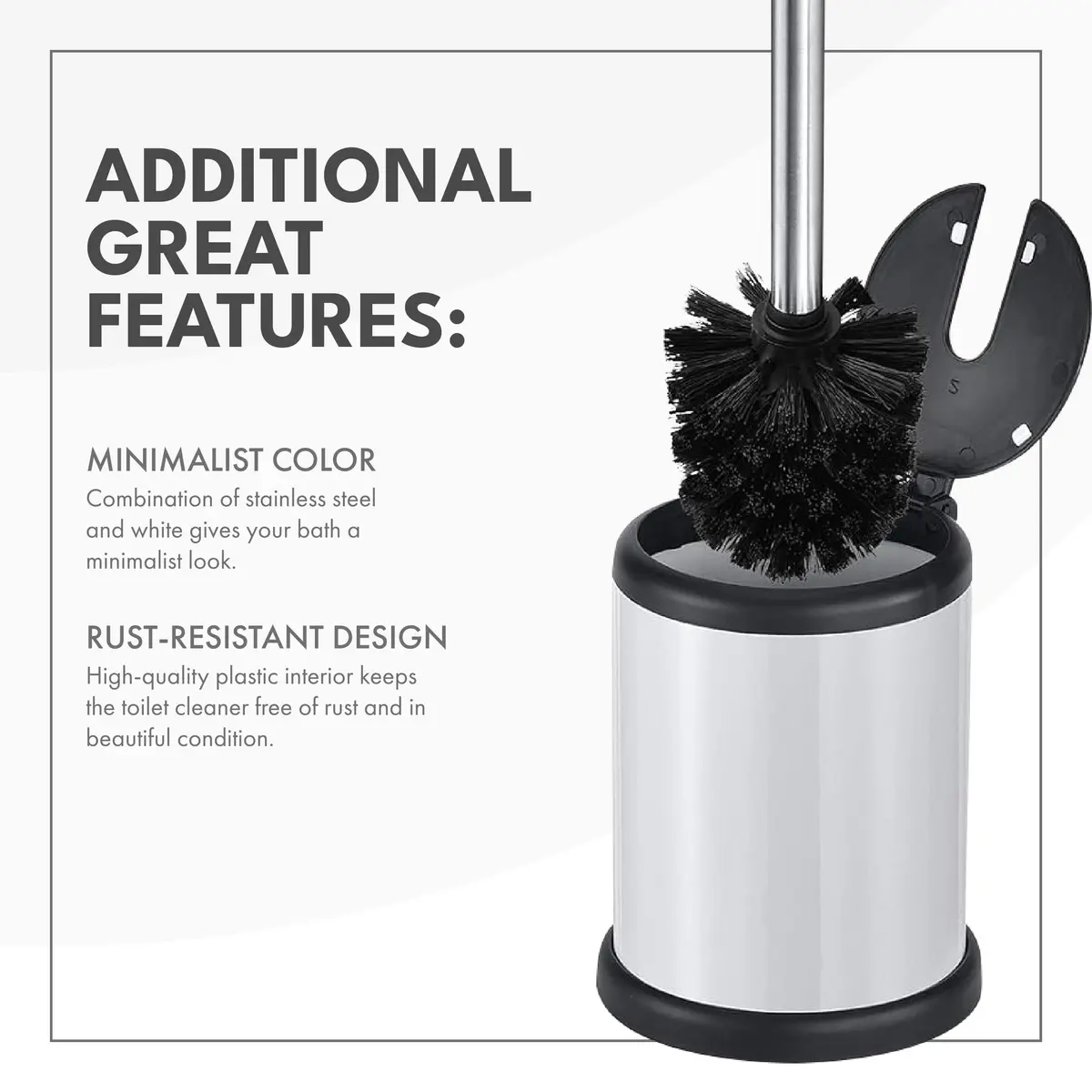 ToiletTree Products Toilet Brush with Lid (White 2 Pack) | Hands-Free Lid Operation, Compact & Stylish Bathroom Accessory - view 5