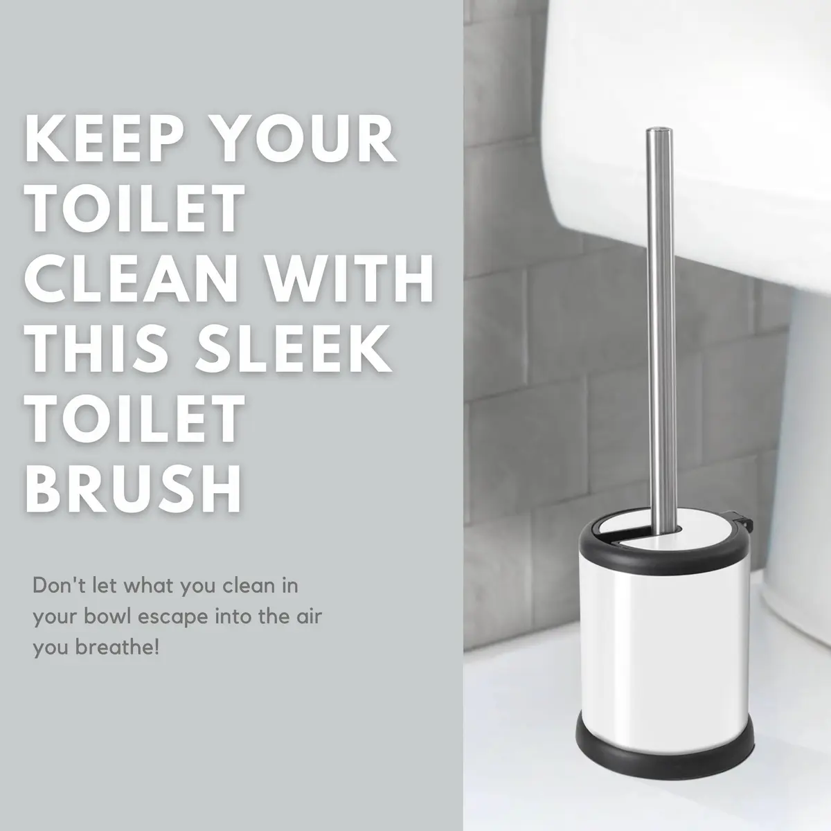 ToiletTree Products Toilet Brush with Lid (White 2 Pack) | Hands-Free Lid Operation, Compact & Stylish Bathroom Accessory - view 3