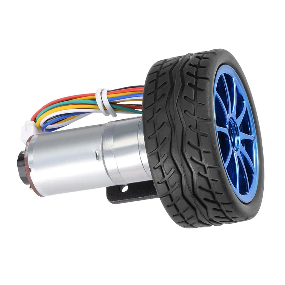 Garosa 12V Electric Gear Motor with Mounting Bracket | 130 RPM, Full Metal Gear, Rubber Tire Kit for DIY Robots & Smart Cars - view 3
