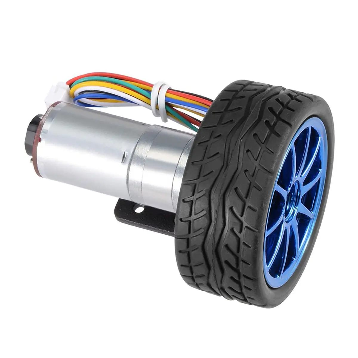 Garosa 12V Electric Gear Motor with Mounting Bracket | 130 RPM, Full Metal Gear, Rubber Tire Kit for DIY Robots & Smart Cars - view 4